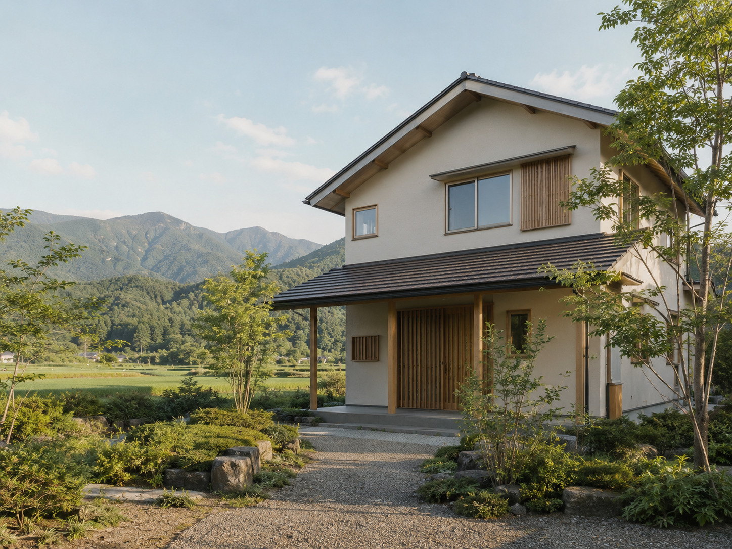 山あいにある穏やかな日本の家